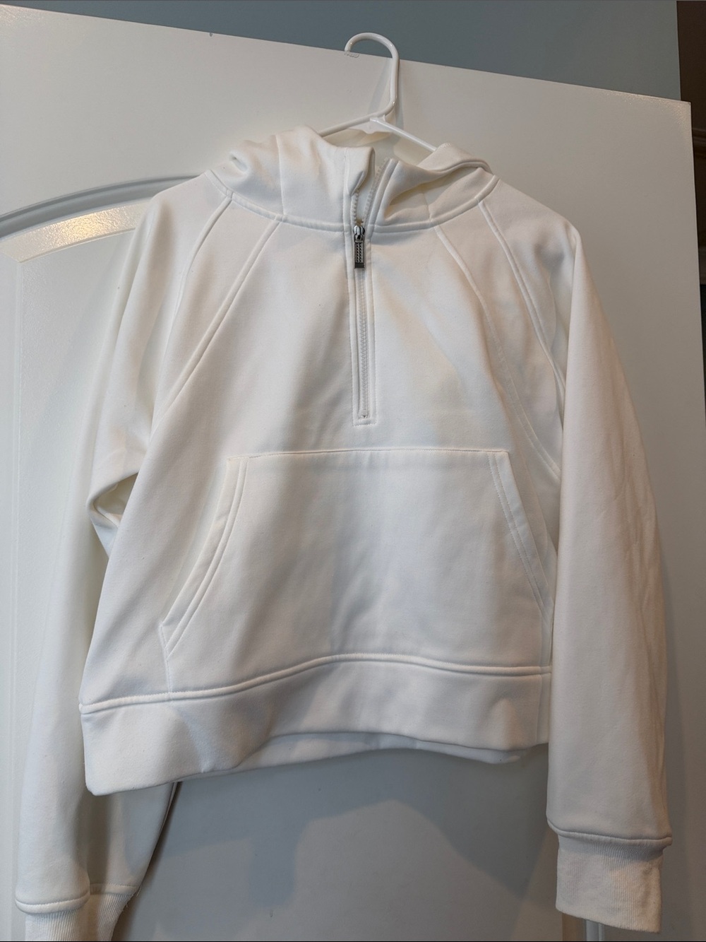 Cropped White Half-Zip Hoodie